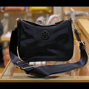 Tory Burch Nylon Web Mini Hobo Crossbody Black